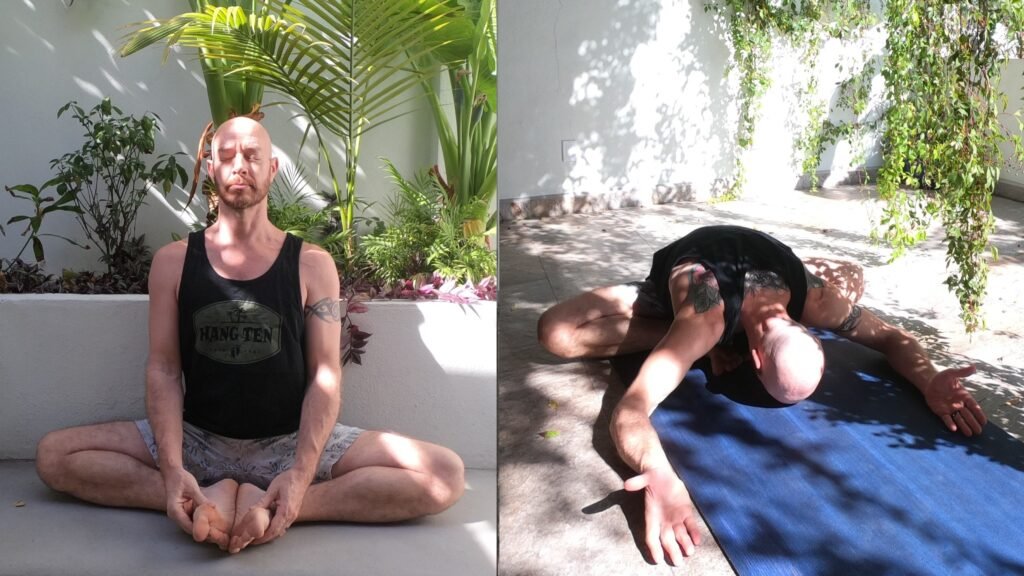 Bound Angle Pose Baddha Konasana by Jai Salsbery at the Vallarta Breeze Yoga Puerto Vallarta Yoga Studio.