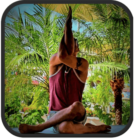 Yoga Teacher/Trainer Jai Salsbery E-RYT500 performing Gomukasana