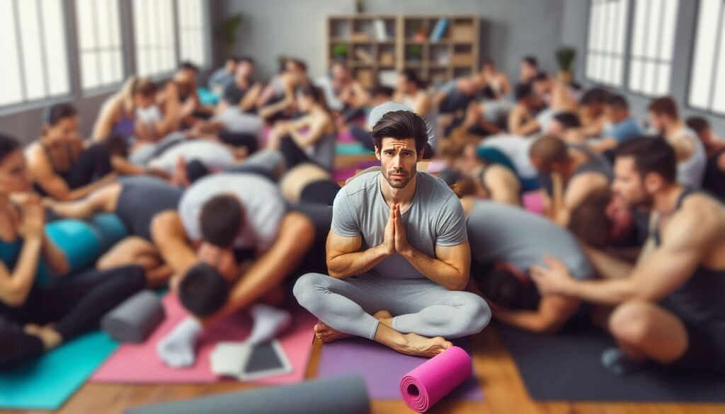 Not enough space between yoga mats is not good for the students